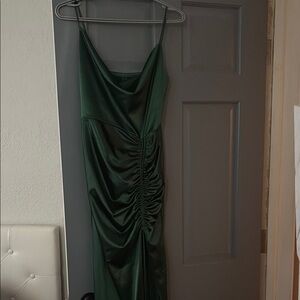 Windsor Green Ruched Maxi Dress Spaghetti Strap